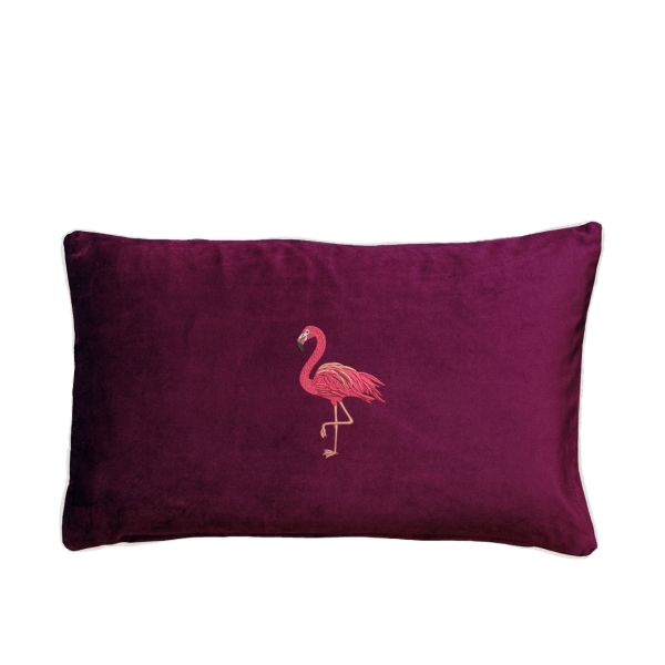Kissen Flamingo Malaga Samt 30x50 cm